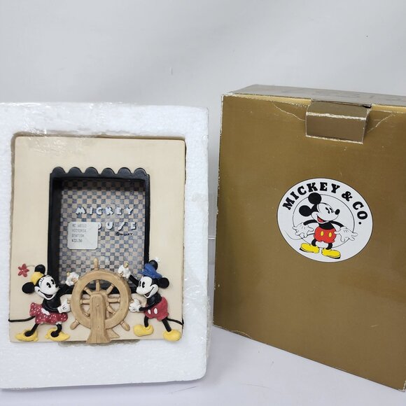 Vintage Disney Mickey Minnie Steamboat Resin Photo Frame Charpente 6.5x5.25in - Picture 8 of 8